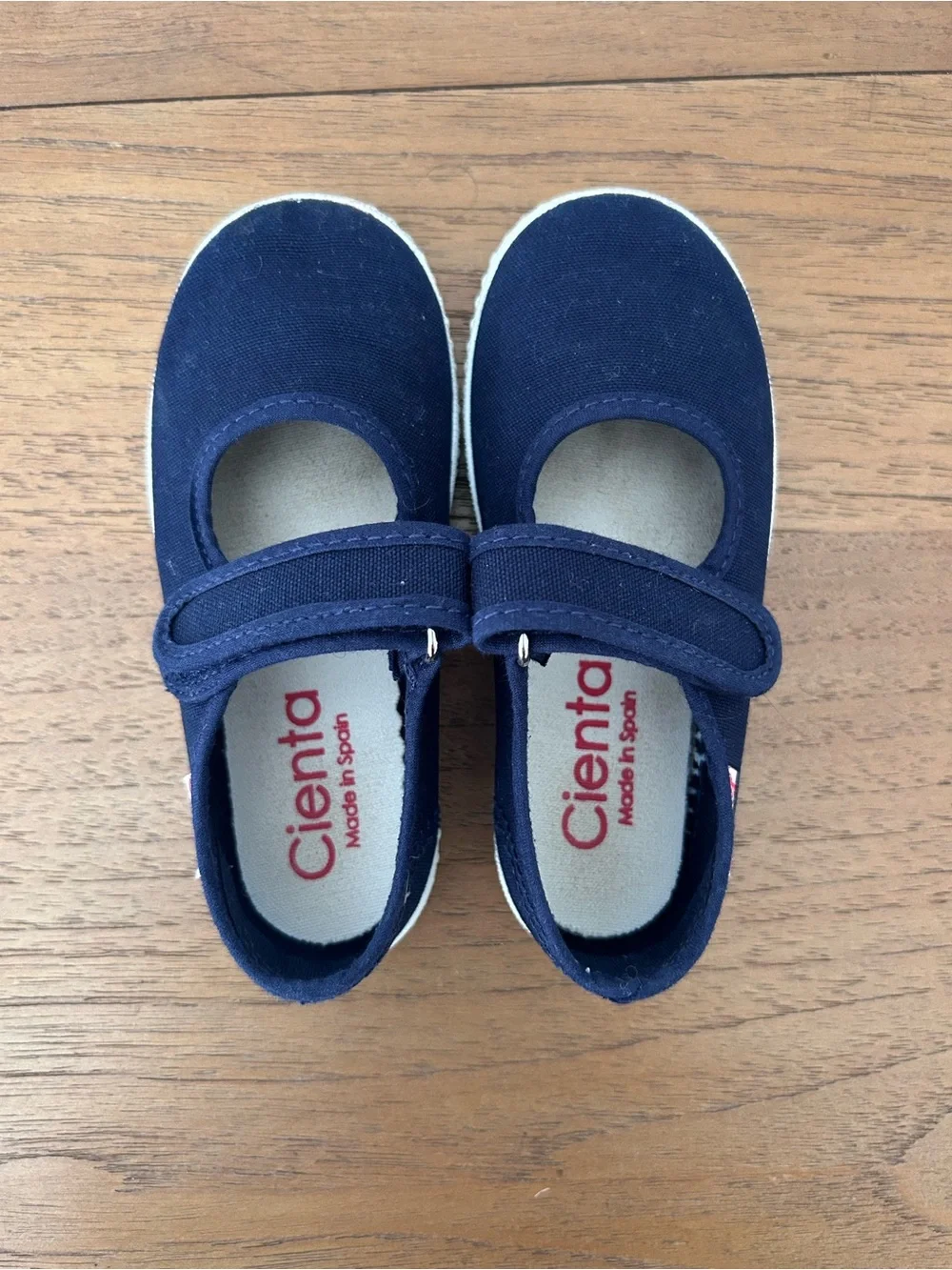 Cienta Navy Mary Jane Canvas Kids Shoes with Hook-and-Loop Strap